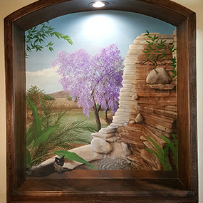 73 x 83 inch tromp l'oeil window. Wood frame also painted.  Tempe, AZ 